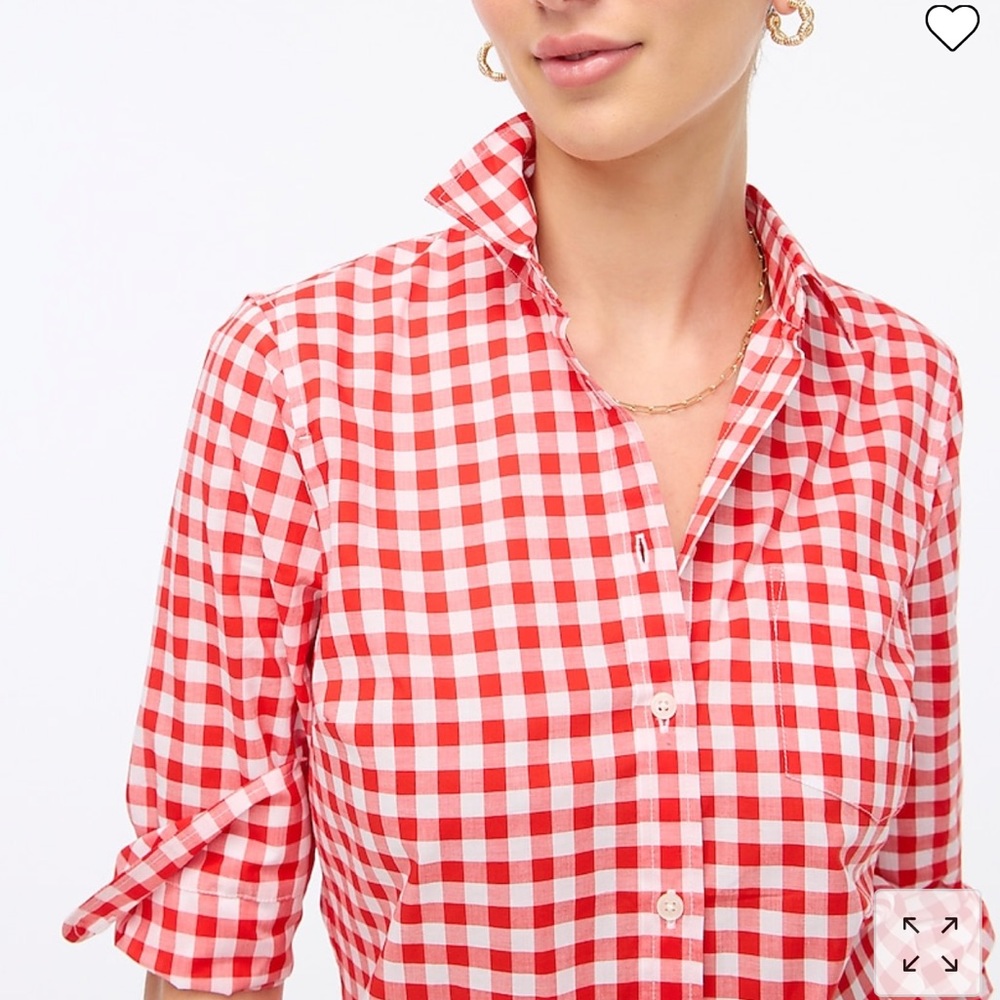J Crew Perfect Shirt Gingham Flannel 24801